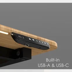 VersaDesk® Foundry Bench® Electric Portable Height Adjustable Standing Desk, 60"W, Black/Bamboo