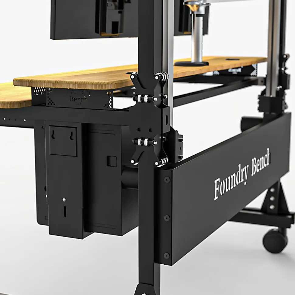 VersaDesk® Foundry Bench® Electric Portable Height Adjustable Standing Desk, 60"W, Black/Bamboo