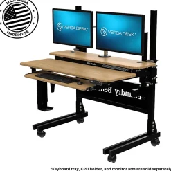 VersaDesk® Foundry Bench® Electric Portable Height Adjustable Standing Desk, 48”W, Black/Bamboo