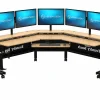VersaDesk® Foundry Bench® 80"W Electric Height Adjustable Corner Standing Desk Workstation, Black/Bamboo