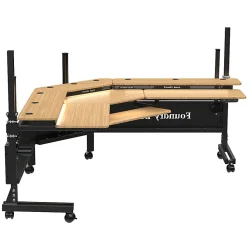 VersaDesk® Foundry Bench® 80"W Electric Height Adjustable Corner Standing Desk Workstation, Black/Bamboo