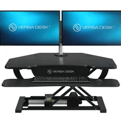 VersaDesk PowerPro Corner Sit-To-Stand Height-Adjustable Electric Desk Converter, 36"W x 31"D, Black