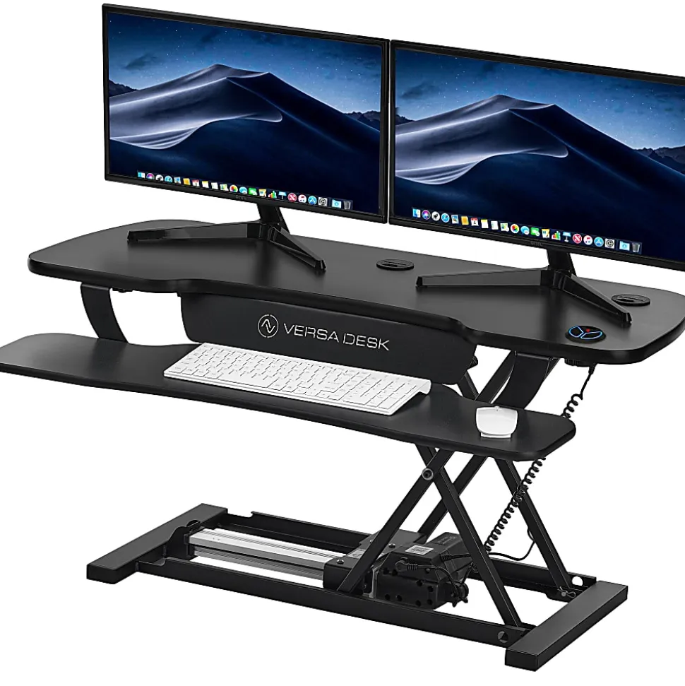 VersaDesk PowerPro Height-Adjustable Electric Standing Desk Converter, 36"W x 24"D, Black