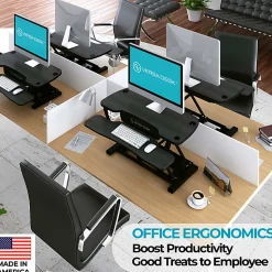 VersaDesk PowerPro Height-Adjustable Electric Standing Desk Converter, 36"W x 24"D, Black