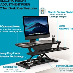 VersaDesk PowerPro Height-Adjustable Electric Standing Desk Converter, 36