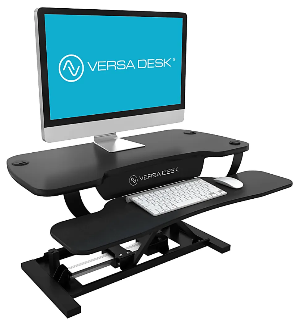 VersaDesk PowerPro Height-Adjustable Electric Standing Desk Converter, 36"W x 24"D, Black