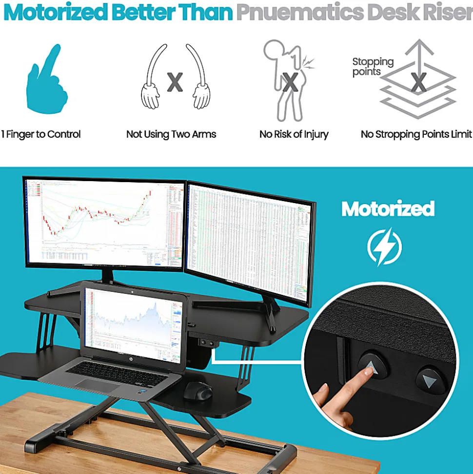 VersaDesk PowerPro Sit-To-Stand Height-Adjustable Electric Desk Converter, 36"W x 24"D, White