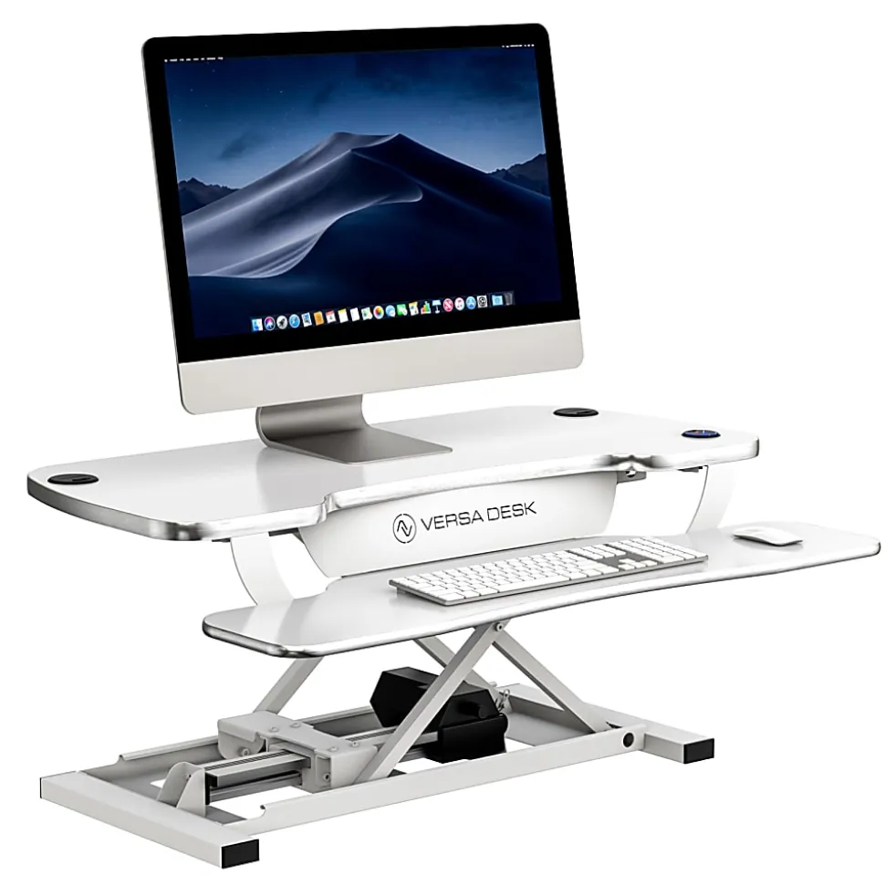 VersaDesk PowerPro Sit-To-Stand Height-Adjustable Electric Desk Converter, 36"W x 24"D, White