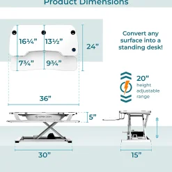 VersaDesk PowerPro Sit-To-Stand Height-Adjustable Electric Desk Converter, 36