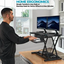 VersaDesk PowerPro Sit-To-Stand Height-Adjustable Electric Desk Converter, 40”W, Black