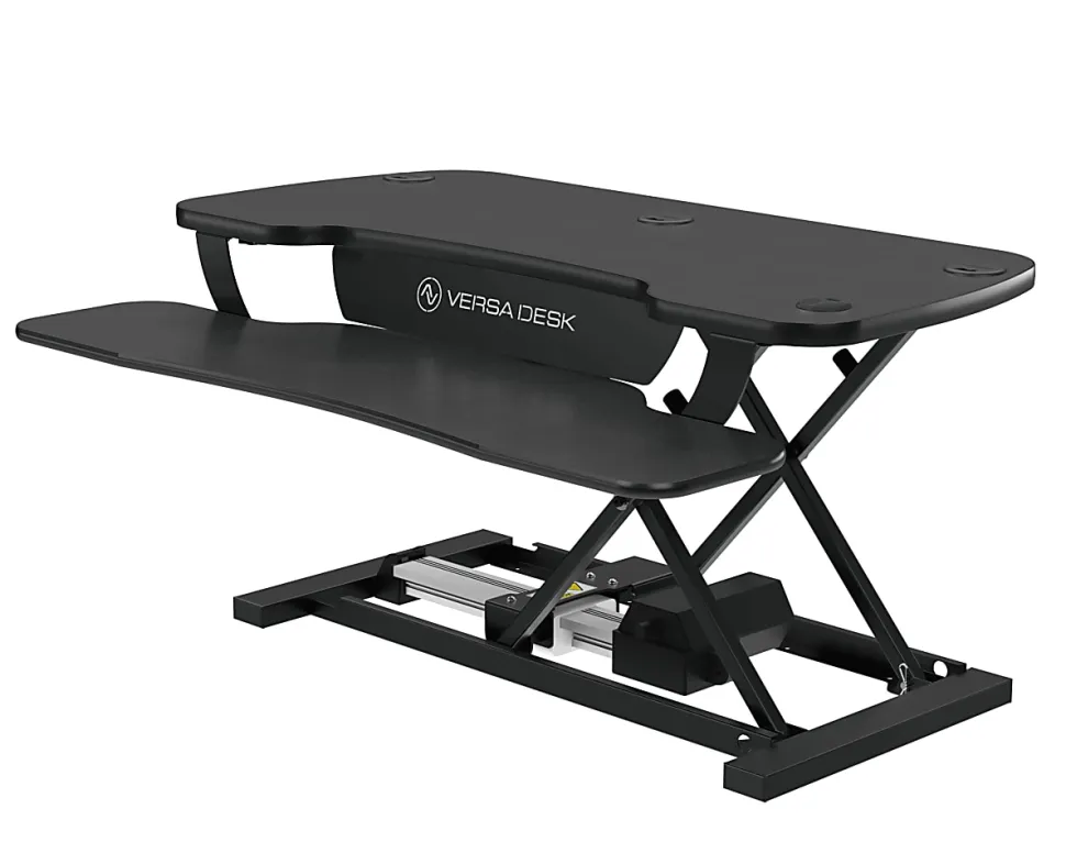 VersaDesk PowerPro Sit-To-Stand Height-Adjustable Electric Desk Converter, 40”W, Black