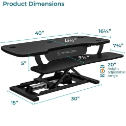 VersaDesk PowerPro Sit-To-Stand Height-Adjustable Electric Desk Converter, 40”W, Black