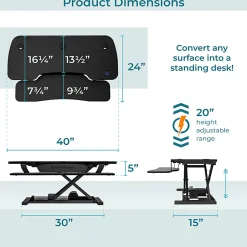 VersaDesk PowerPro Sit-To-Stand Height-Adjustable Electric Desk Converter, 40”W, Black