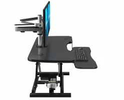VersaDesk PowerPro Sit-To-Stand Height-Adjustable Electric Desk Converter, 48”W, Black