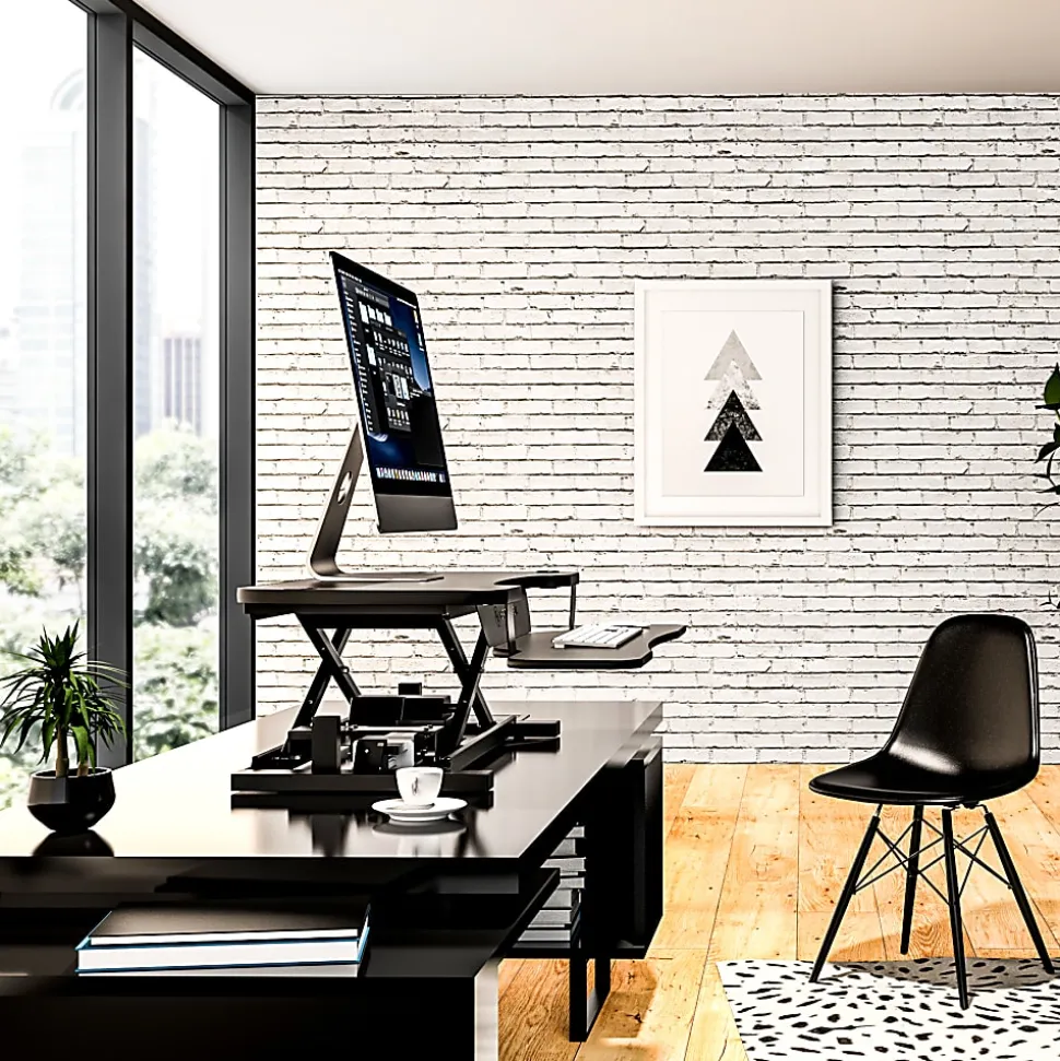 VersaDesk PowerPro Sit-To-Stand Height-Adjustable Electric Desk Converter, 48”W, Black