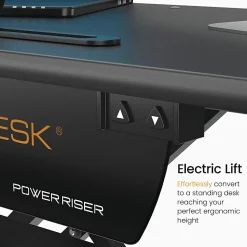 VersaDesk Power Riser Electric Height Adjustable Standing Desk Converter Desk Riser with Keyboard Tray & Device Stand, 32