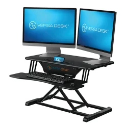 VersaDesk Power Riser Electric Height Adjustable Standing Desk Converter Desk Riser with Keyboard Tray & Device Stand, 32