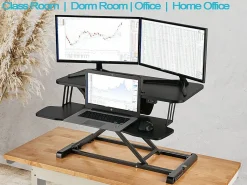 VersaDesk Power Riser  Sit-To-Stand Height-Adjustable Electric Desk Converter, 40"W x 24"D, Black