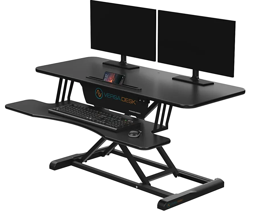 VersaDesk Power Riser Sit-To-Stand Height-Adjustable Electric Desk Converter, 40"W x 24"D, Black
