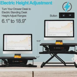 VersaDesk Power Riser Sit-To-Stand Height-Adjustable Electric Desk Converter, 40