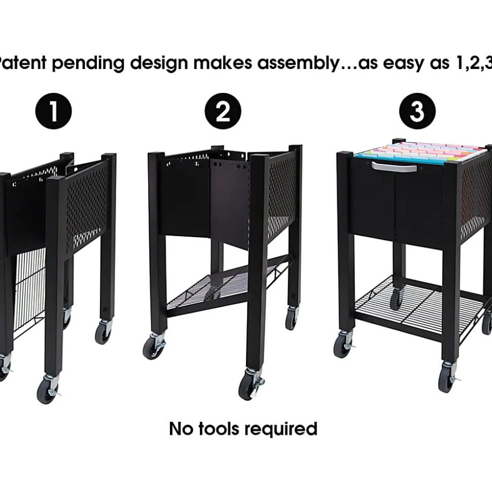 Vertiflex® SmartWorx Steel Open-Top Filing Cart, 27 3/4"H x 15"W x 28 3/4"D, Black