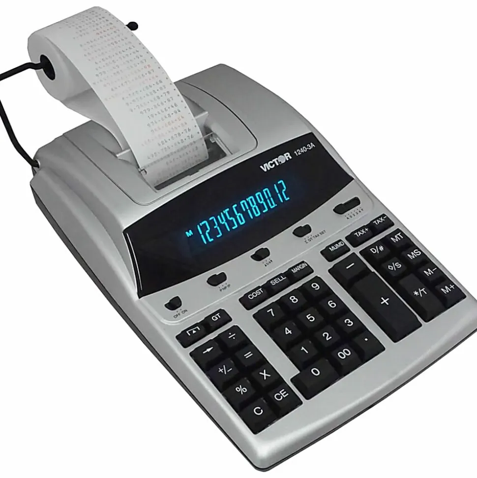 Victor® 1240-3A 12-Digit Heavy-Duty Commercial Printing Calculator With Antimicrobial Protection