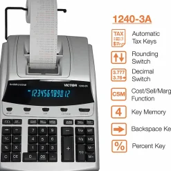 Victor® 1240-3A 12-Digit Heavy-Duty Commercial Printing Calculator With Antimicrobial Protection