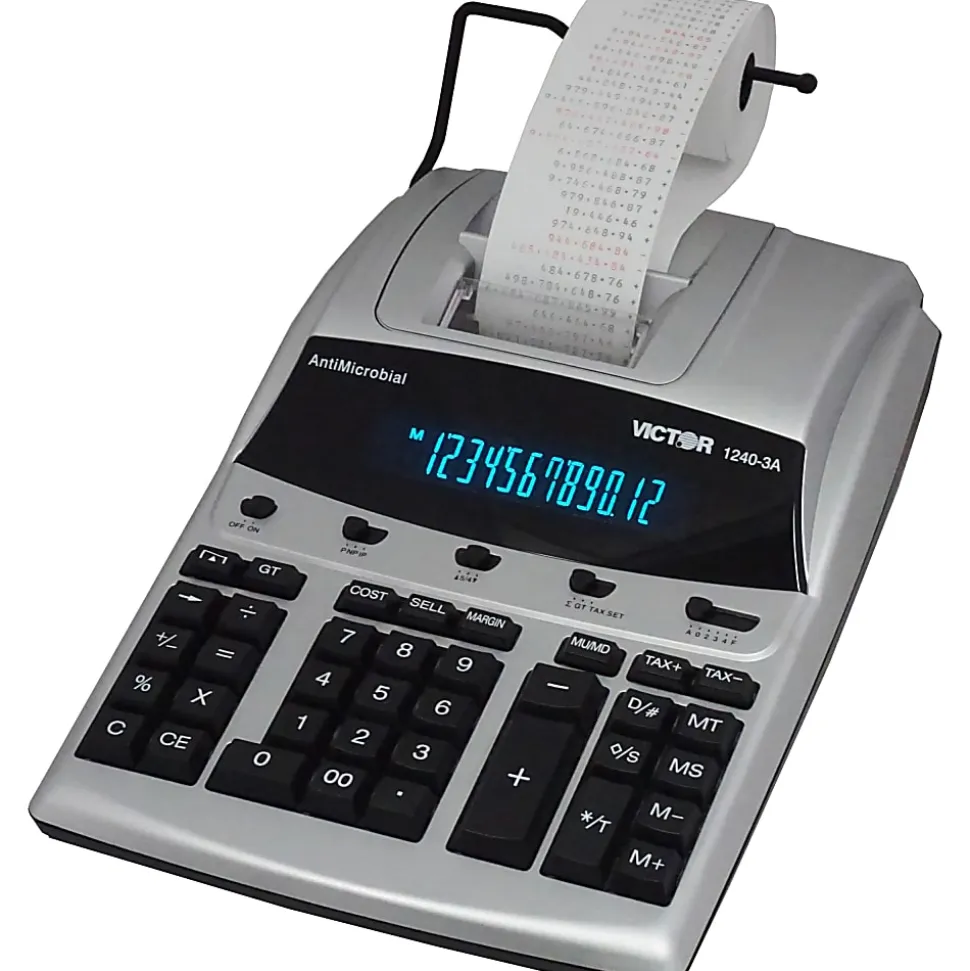Victor® 1240-3A 12-Digit Heavy-Duty Commercial Printing Calculator With Antimicrobial Protection