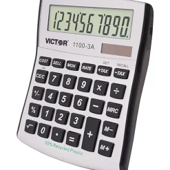Victor 11003A Mini Desktop Calculator - Large Display, Angled Display, Dual Power, Independent Memory, Battery Backup - 11003A