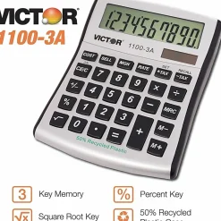 Victor 11003A Mini Desktop Calculator - Large Display, Angled Display, Dual Power, Independent Memory, Battery Backup - 11003A