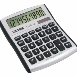 Victor 11003A Mini Desktop Calculator - Large Display, Angled Display, Dual Power, Independent Memory, Battery Backup - 11003A
