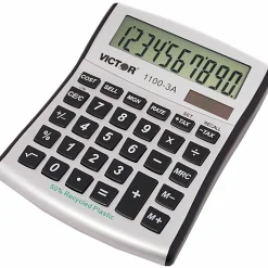 Victor 11003A Mini Desktop Calculator - Large Display, Angled Display, Dual Power, Independent Memory, Battery Backup - 11003A