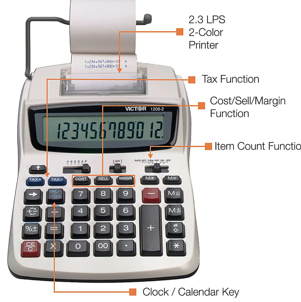 Victor® 1208-2 Compact Commercial Printing Calculator