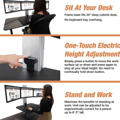 Victor DC475 High Rise Electric Triple Monitor Standing Desk - 23" to 34" Screen Support - 37.50 lb Load Capacity - DC475