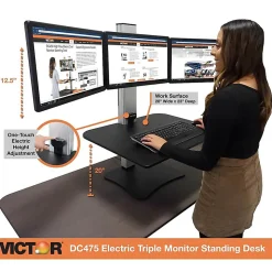 Victor DC475 High Rise Electric Triple Monitor Standing Desk - 23