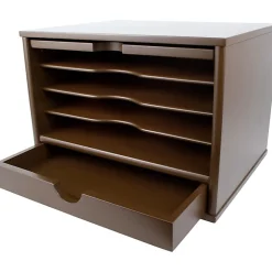 Victor® Desktop Organizer, 9 3/4"H x 14"W x 10 3/4"D, Mocha Brown