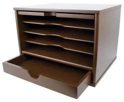 Victor® Desktop Organizer, 9 3/4"H x 14"W x 10 3/4"D, Mocha Brown