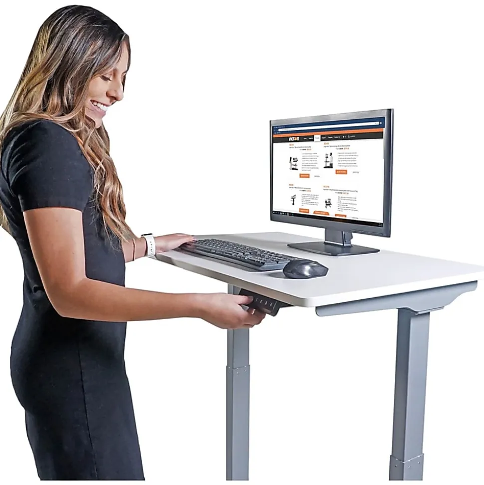 Victor Electric 36"W Standing Desk, White