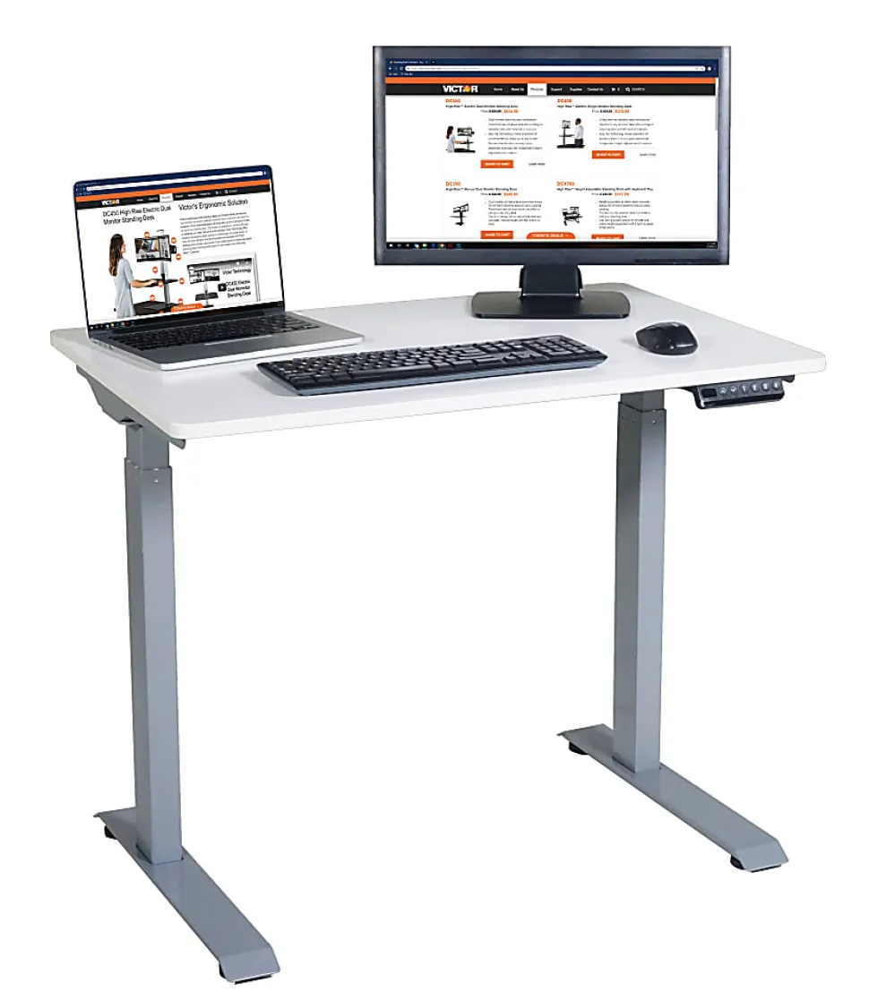 Victor Electric 36"W Standing Desk, White