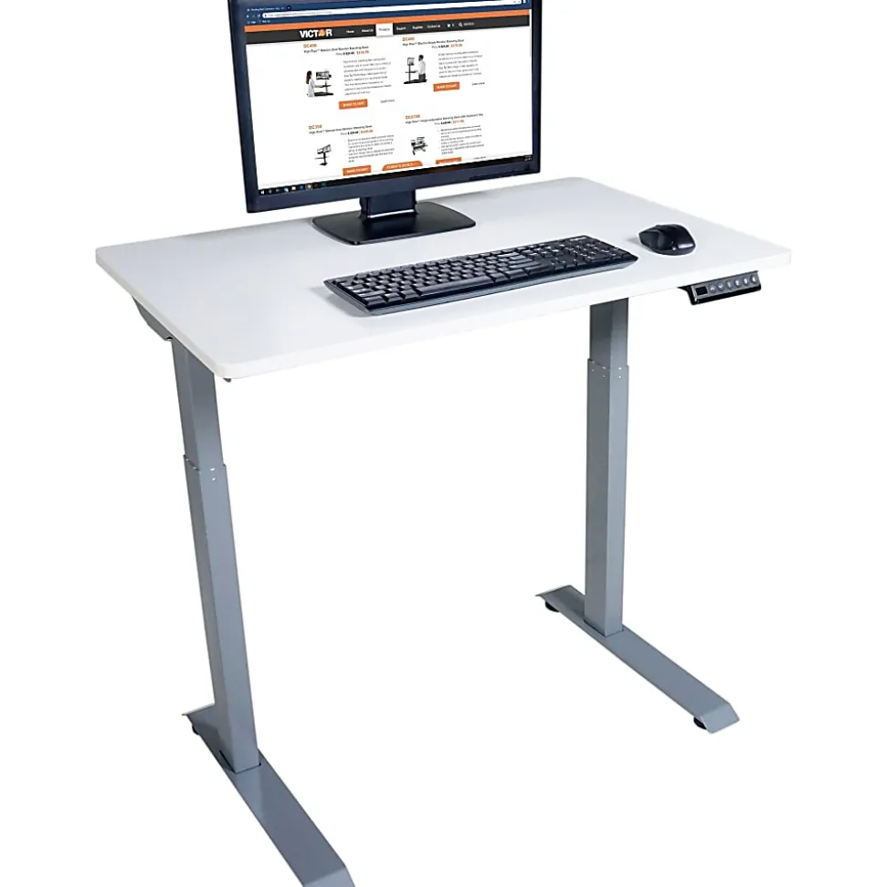Victor Electric 36"W Standing Desk, White
