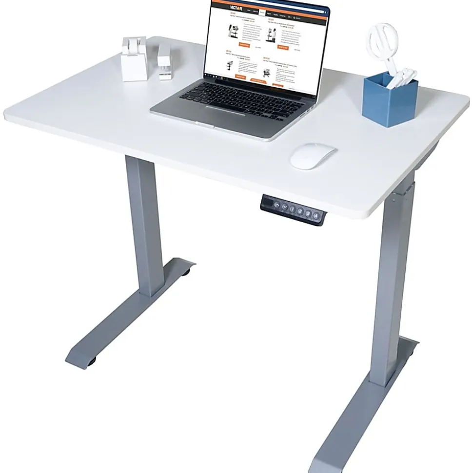 Victor Electric 36"W Standing Desk, White