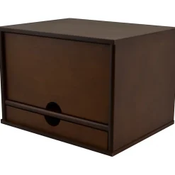 Victor Heritage Wood Desktop Organizer, 4 Compartment(s), 1 Drawer(s), 9.4"H x 13.3"W x 10.5"D, Desktop, Natural, Wood