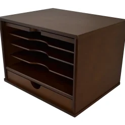 Victor Heritage Wood Desktop Organizer, 4 Compartment(s), 1 Drawer(s), 9.4