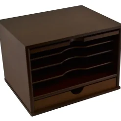 Victor Heritage Wood Desktop Organizer, 4 Compartment(s), 1 Drawer(s), 9.4