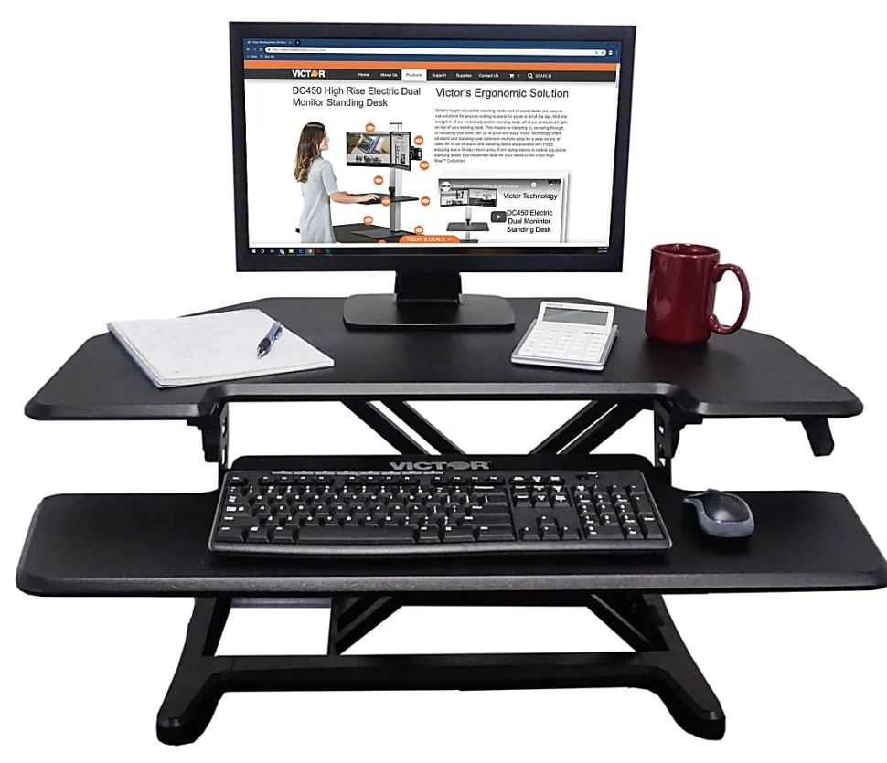 Victor High Rise DCX650 Electric Corner Standing Desk Converter, Black