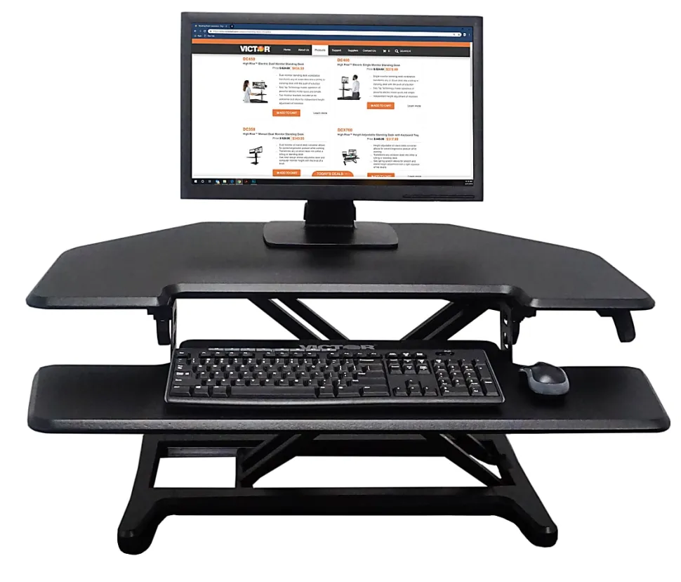 Victor High Rise DCX650 Electric Corner Standing Desk Converter, Black