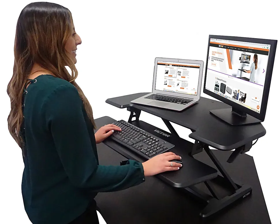 Victor High Rise DCX650 Electric Corner Standing Desk Converter, Black
