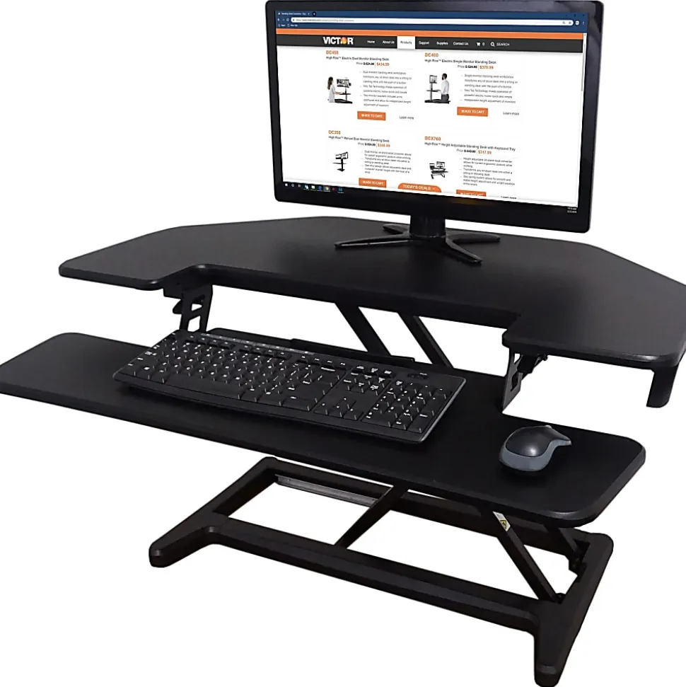 Victor High Rise DCX650 Electric Corner Standing Desk Converter, Black