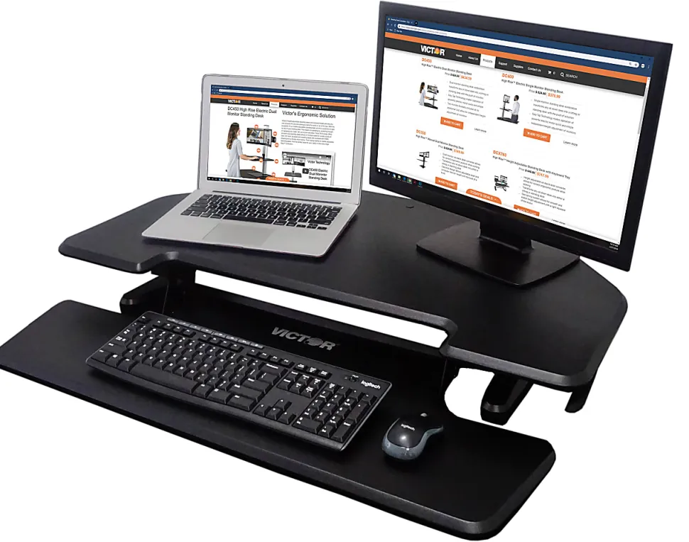 Victor High Rise DCX650 Electric Corner Standing Desk Converter, Black