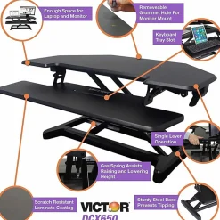 Victor High Rise DCX650 Electric Corner Standing Desk Converter, Black